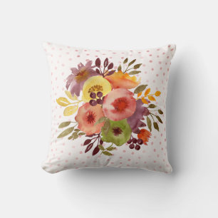 Coussin Conception de bouquet floral aquarelle de printemp