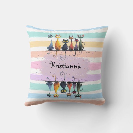 Coussin Conception de cadre de nom de chat mignon fou sur  (Verso)