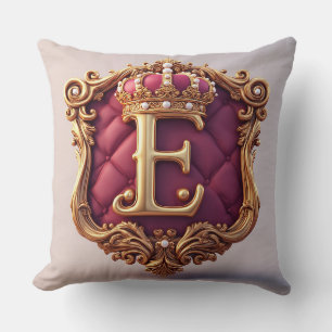 Coussin Conception de cadre en velours rouge avec lettre E