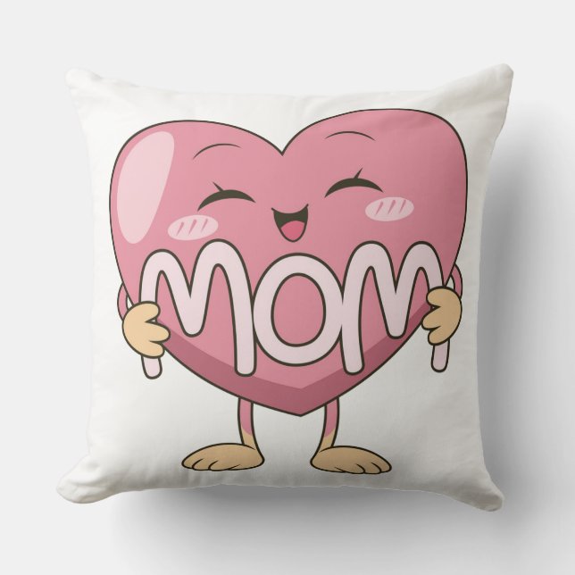Coussin Conception de câlin de coeur de maman Kawaii (Recto)