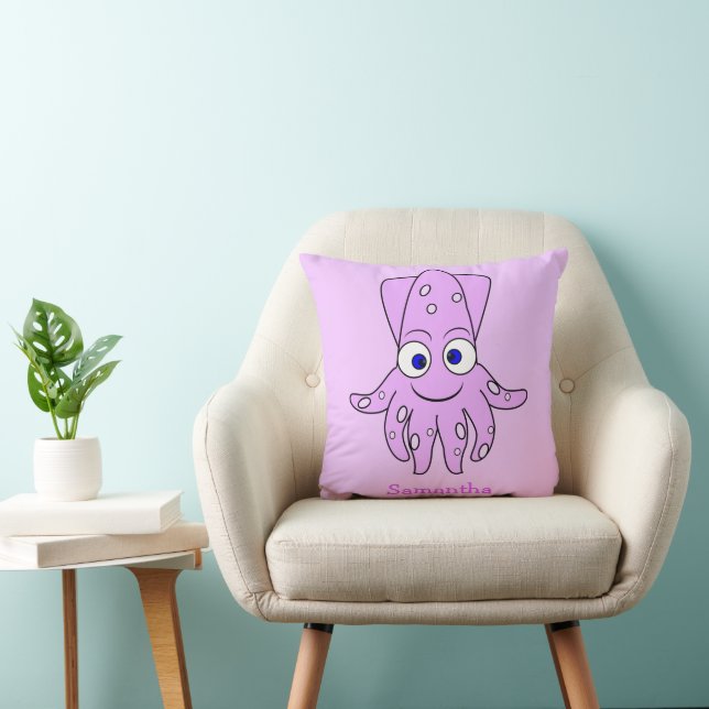 Coussin Conception de calmar violet personnalisée (Chaise)
