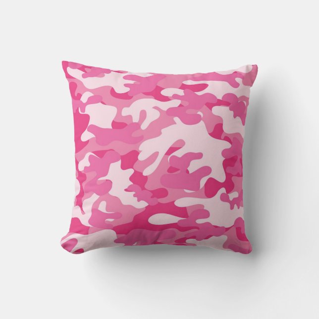 Coussin Conception de camo rose et blanc (Recto)