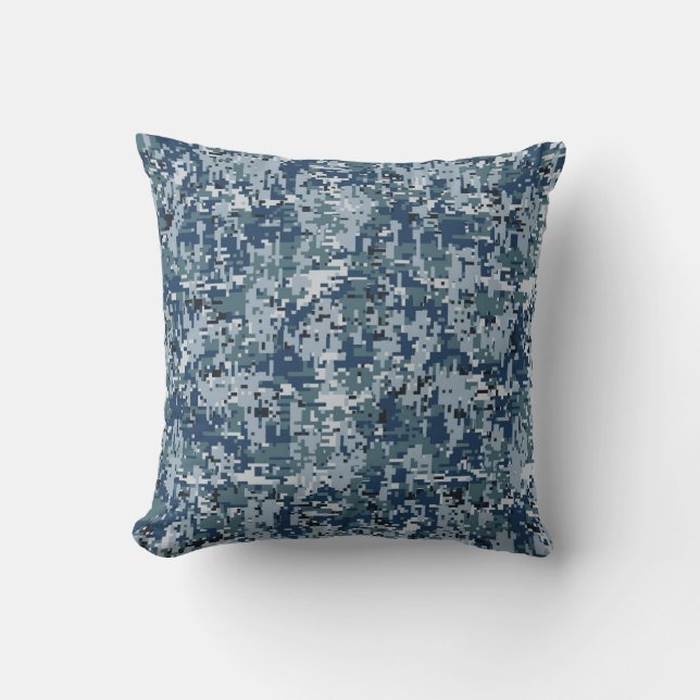 Coussin Conception de camouflage numérique bleu marine (Recto)