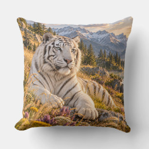 Coussin Conception de cascade de montagne et de tigre blan
