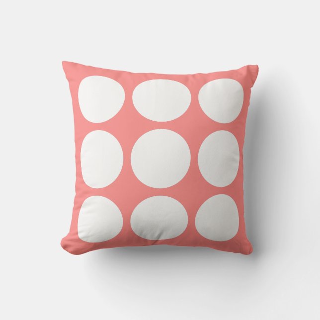 Coussin Conception de cercle abstrait Rose Pastel & Blanc (Recto)
