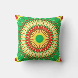 Coussin Conception de cercle rouge vert mandala-58577