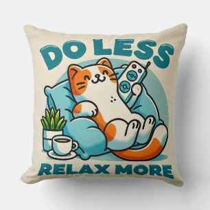 Coussin Conception de chat allongé avec légende promouvant