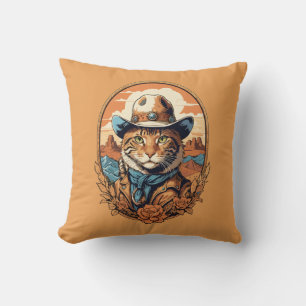 Coussin Conception de chat cowboy vintage