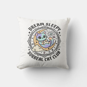Coussin Conception de chat surréaliste endormi drôle -