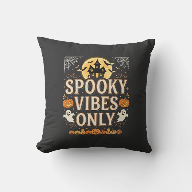 Coussin Conception de château fantôme Halloween Vibes Somb (Recto)