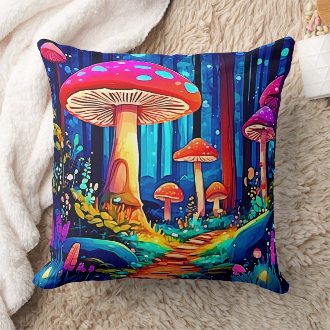 Coussin Conception de chemin de champignon magique (Couverture)