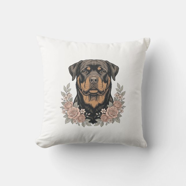 Coussin Conception de chemise à portrait floral de Rottwei (Recto)