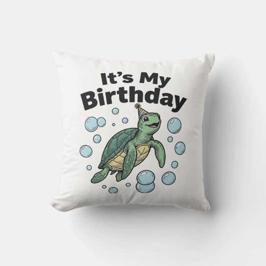 Coussin Conception de chemise d'anniversaire de tortue mar (Recto)