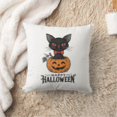 Coussin Conception de chemise de citrouille de chat noir H (Couverture)
