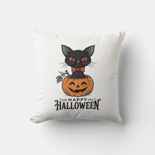 Coussin Conception de chemise de citrouille de chat noir H (Recto)