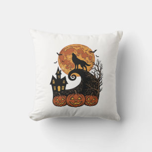 Coussin Conception de chemise de citrouille de lune de lou