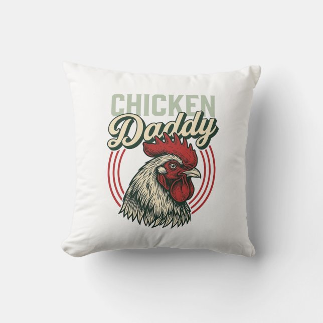 Coussin Conception de chemise de coq de papa de poulet vin (Recto)
