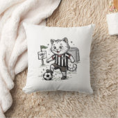 Coussin Conception de chemise de gravure de chat de footba (Couverture)