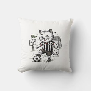 Coussin Conception de chemise de gravure de chat de footba
