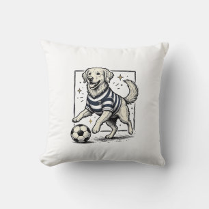 Coussin Conception de chemise de gravure de chien de footb