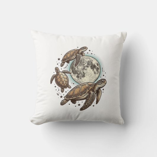 Coussin Conception de chemise de gravure de tortue de mer (Recto)