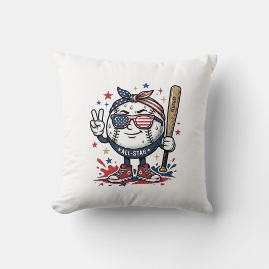 Coussin Conception de chemise de mascotte de baseball patr (Recto)