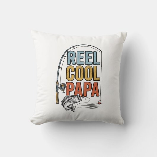 Coussin Conception de chemise de pêche Reel Cool Papa_1 (Recto)