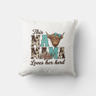 Coussin Conception de chemise de vache des Highlands Maman