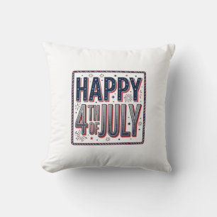 Coussin Conception de chemise patriotique vintage Happy 4