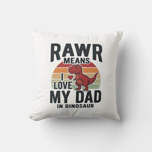 Coussin Conception de chemise vintage Papa dinosaure drôle (Recto)
