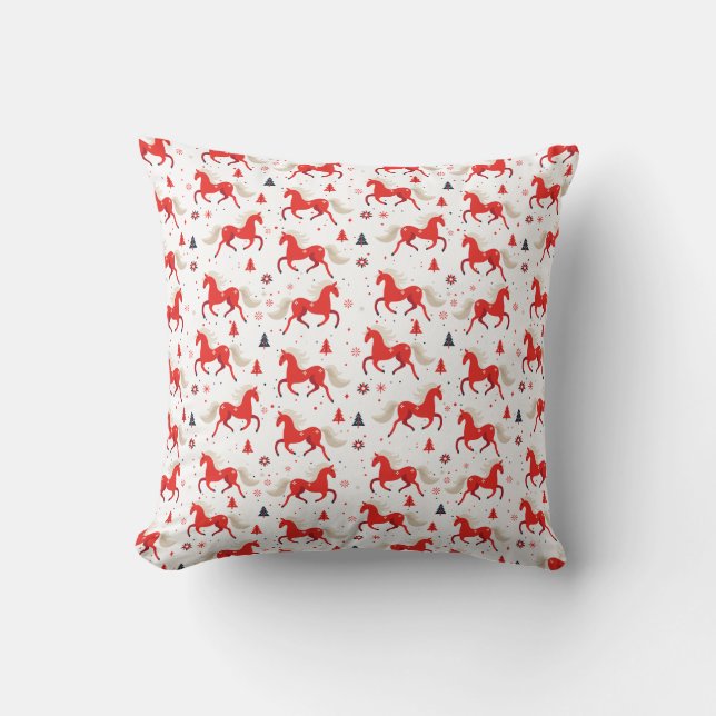 Coussin Conception de chevaux rouges  (Recto)