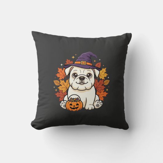 Coussin Conception de chien de citrouille d'Halloween de B (Recto)
