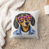 Coussin Conception de chien de coucher de soleil d'été de (Couverture)