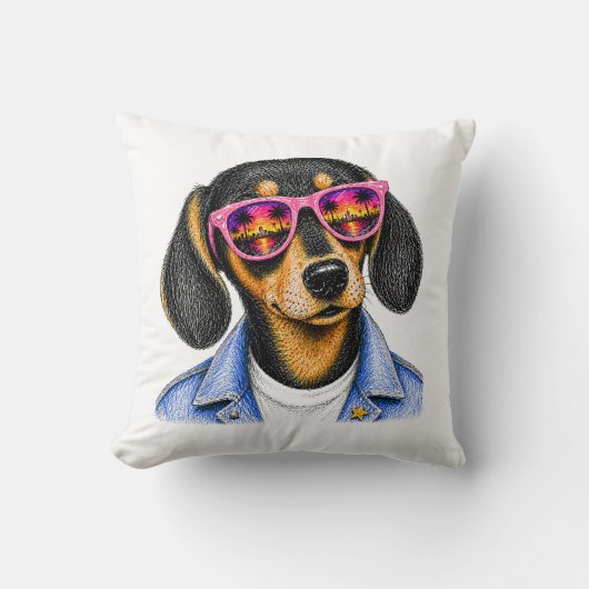 Coussin Conception de chien de coucher de soleil d'été de (Recto)
