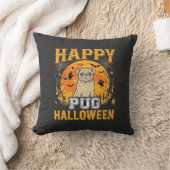Coussin Conception de chien effrayant Halloween Pug heureu (Couverture)
