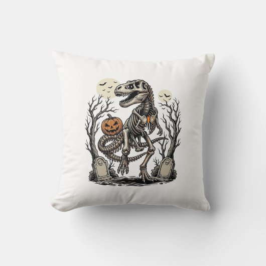 Coussin Conception de cimetière d'Halloween de dinosaure d (Recto)