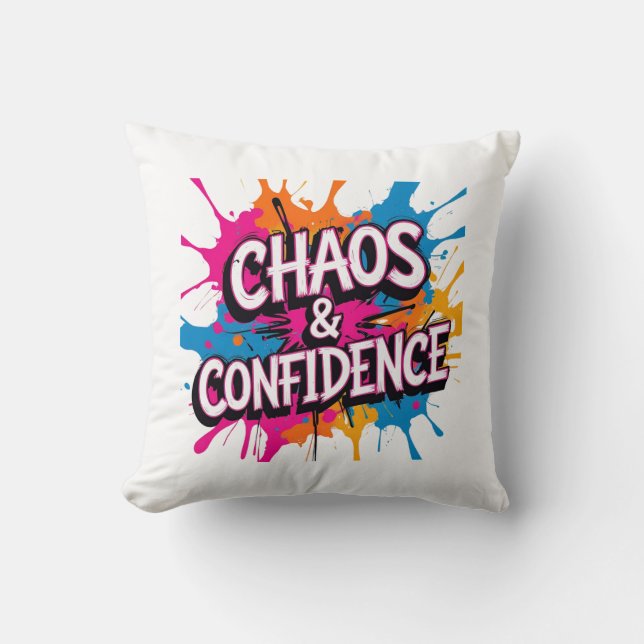Coussin Conception de citation Color Splash "Chaos & Confi (Recto)