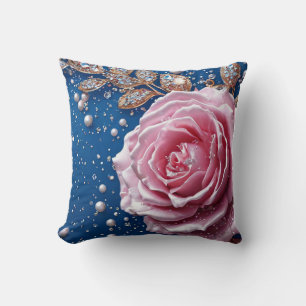 Coussin Conception de cristal de perle de rose rose pour l