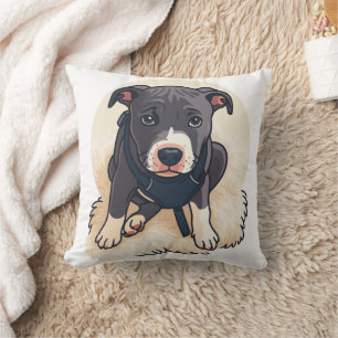 Coussin Conception de dessin animé de chiot Pitbull mignon