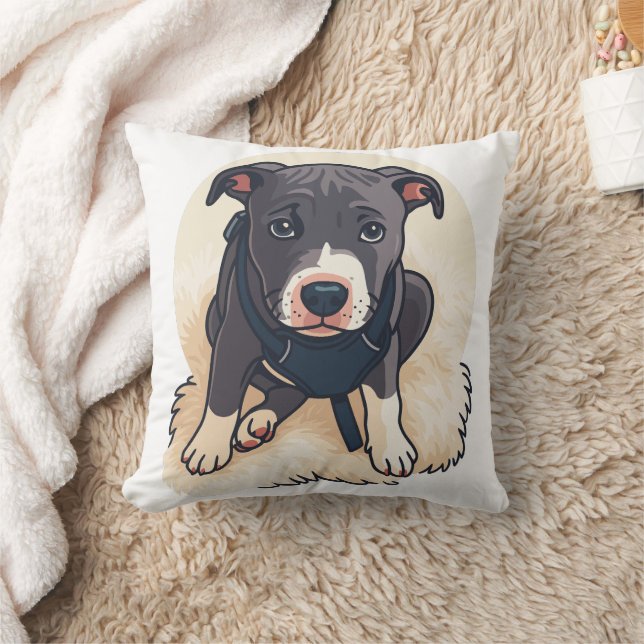 Coussin Conception de dessin animé de chiot Pitbull mignon (Couverture)