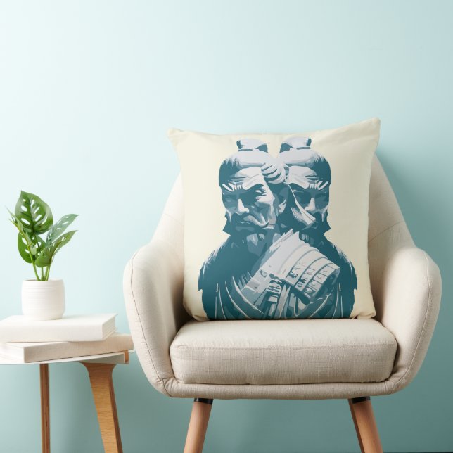 Coussin Conception de deux statues de samouraï japonais (Chaise)