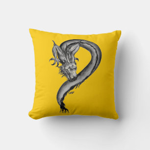 Coussin Conception de dragon noir et blanc