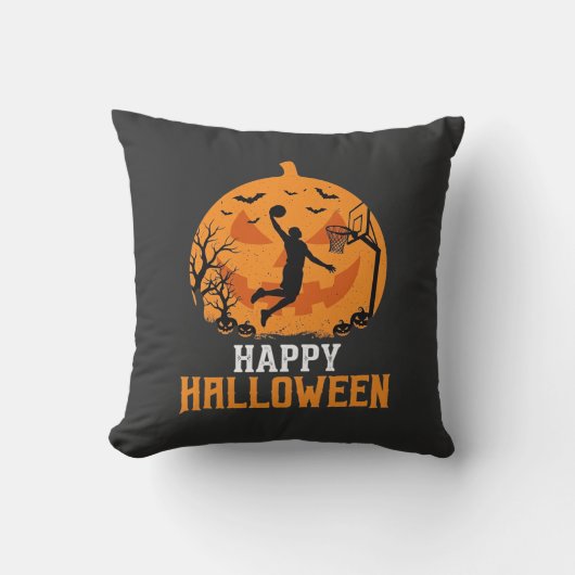 Coussin Conception de dunk de basket-ball Halloween citrou (Recto)