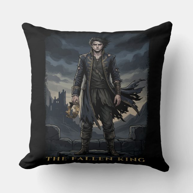 Coussin Conception de fantasy gothique sombre du roi déchu (Recto)