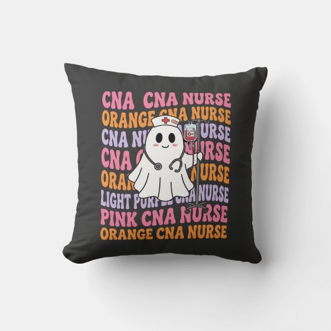 Coussin Conception de fantôme d'infirmière CNA Halloween (Recto)