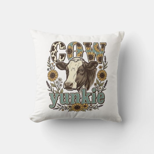 Coussin Conception de ferme de tournesol Yunkie vache vint (Recto)