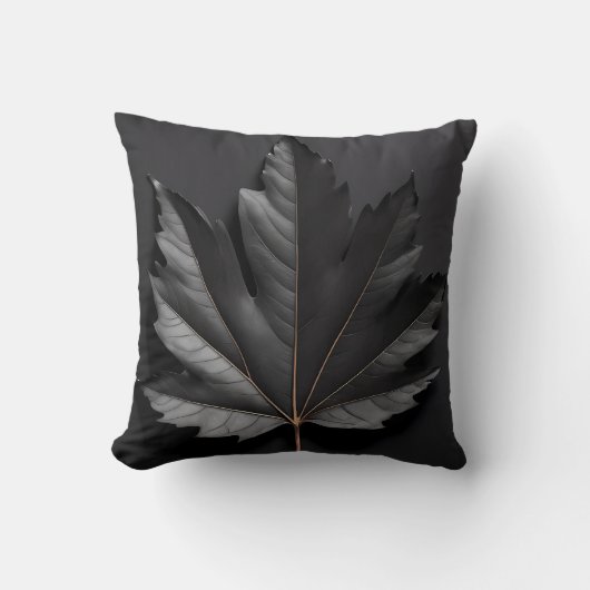 Coussin Conception de feuille en gras noir (Recto)