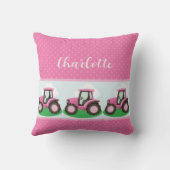Coussin Conception de fille de tracteur de ferme rose pers (Verso)