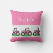 Coussin Conception de fille de tracteur de ferme rose pers (Recto)