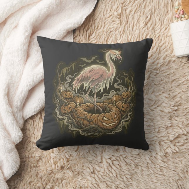 Coussin Conception de flamant rose effrayant pour Hallowee (Couverture)